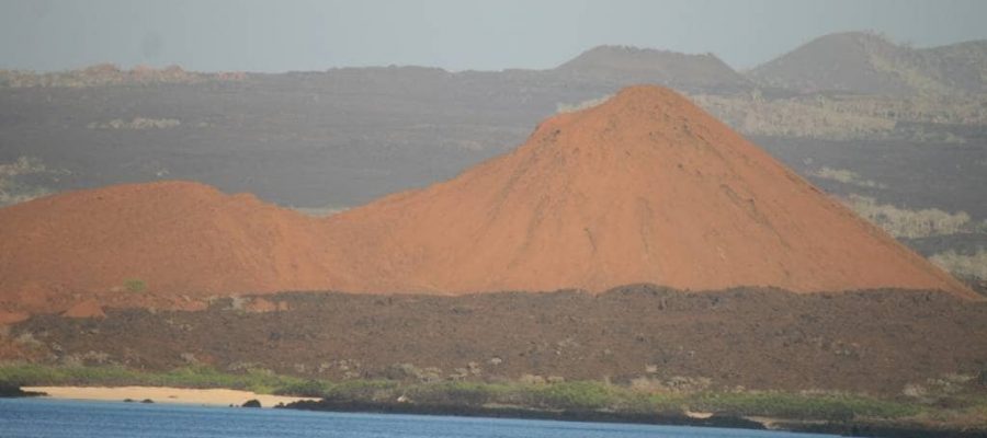 The red earth shield volcano on Santiago Island