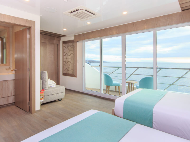 Galapagos Cruise Endemic connected suites with panoramic windows